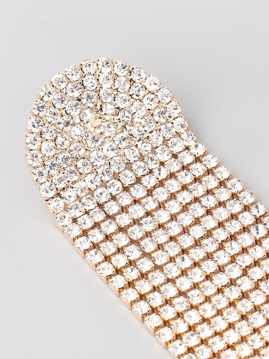 Chain Alloy Inlay Stone Long Tassel Earrings MSE101023 - MISS ORD