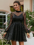 High Neck A-Line Sequin Black Homecoming Dress XJ1543 MISS ORD