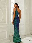 One Shoulder Mermaid Sequin Green Prom Dress M02090 MISS ORD
