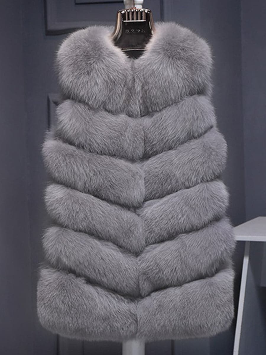 Faux Fox Fur Panelled Vest MSF009 MISS ORD