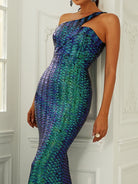One Shoulder Mermaid Sequin Green Prom Dress M02090 MISS ORD