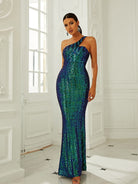 One Shoulder Mermaid Sequin Green Prom Dress M02090 MISS ORD