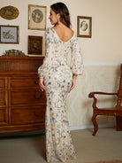 Lantern Sleeve V-Neck Sequin Grey Evening Gown XJ1505 MISS ORD