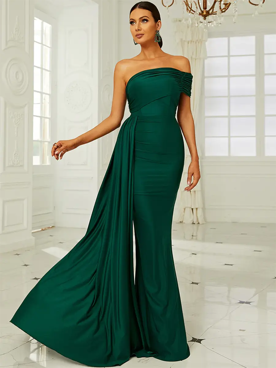 Draping Emerald Green Dress XH2158 MISS ORD