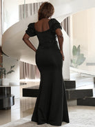 Plus Size Sweetheart Neck Ruched Mermaid Black Dress PXJ2460