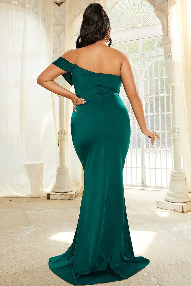 Plus Size Strapless Mermaid Knit Green Formal Dress PWY109 MISS ORD