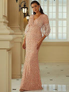 Lantern Sleeve Sequin Prom Dress XH2184