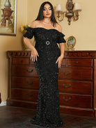 Plus Size Backless Sequin Mermaid Evening Black Dress PWY96 MISS ORD