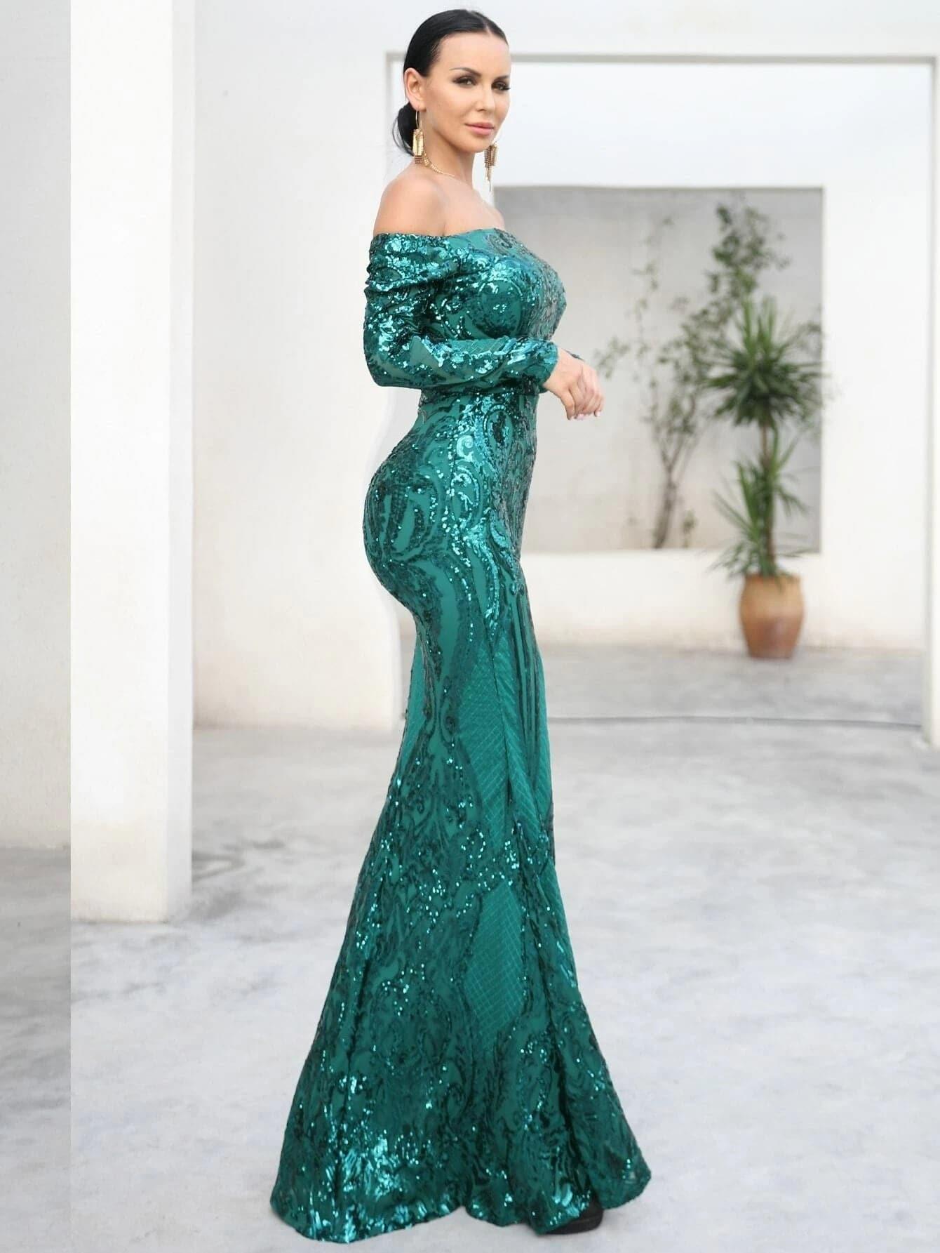 Off Shoulder Sequin Prom Dress FT18392 - MISS ORD