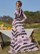 A Line Floral Print Long Chiffon Dress XH1775 MISS ORD