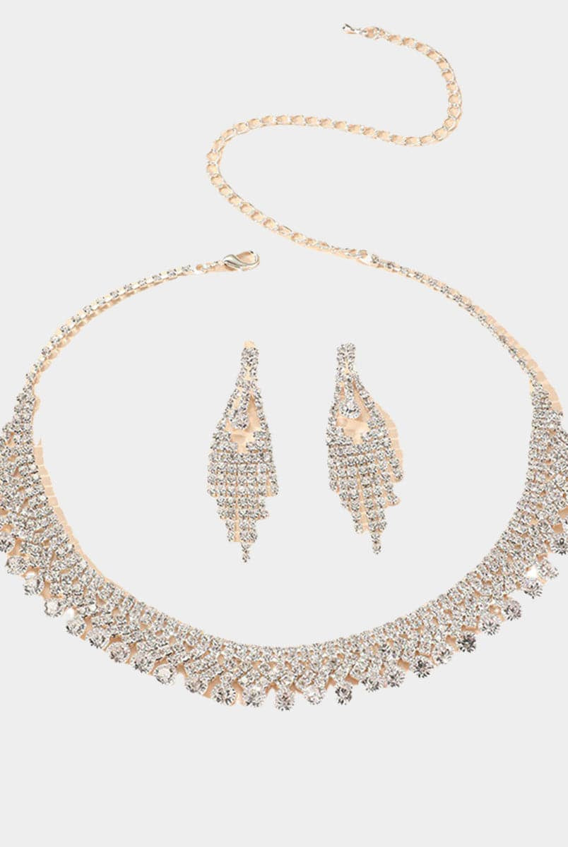 Fashion Rhinestone Necklace Earrings Set MSE033126
