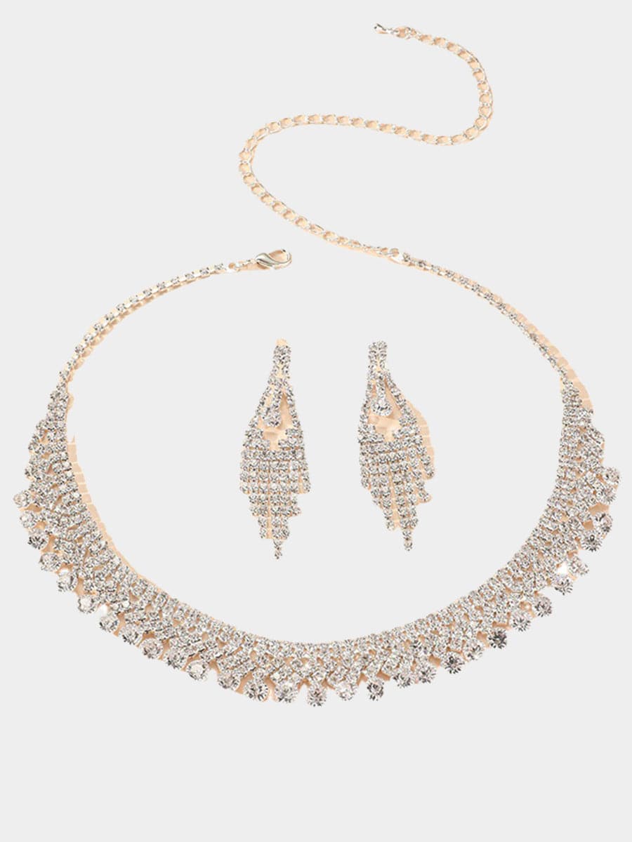 Fashion Rhinestone Necklace Earrings Set MSE033126 MISS ORD
