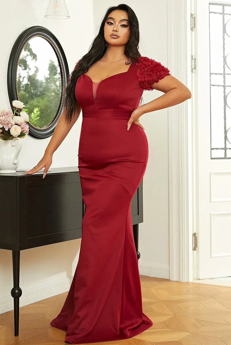 Mermaid Sweetheart Formal Maxi Red Evening Dress XH2204