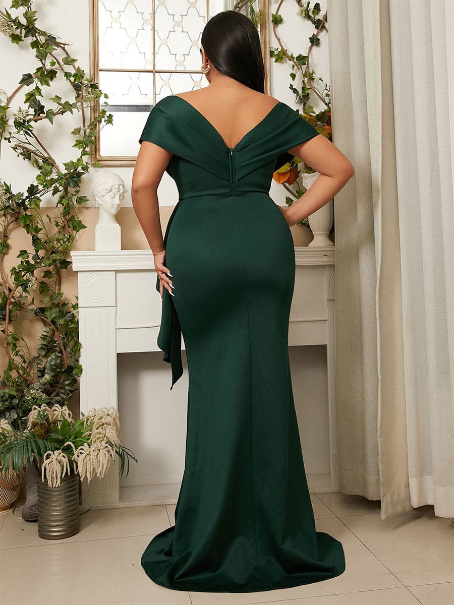 Plus Size Square Neck Emerald Green Mermaid Evening Dress PXH2461 MISS ORD