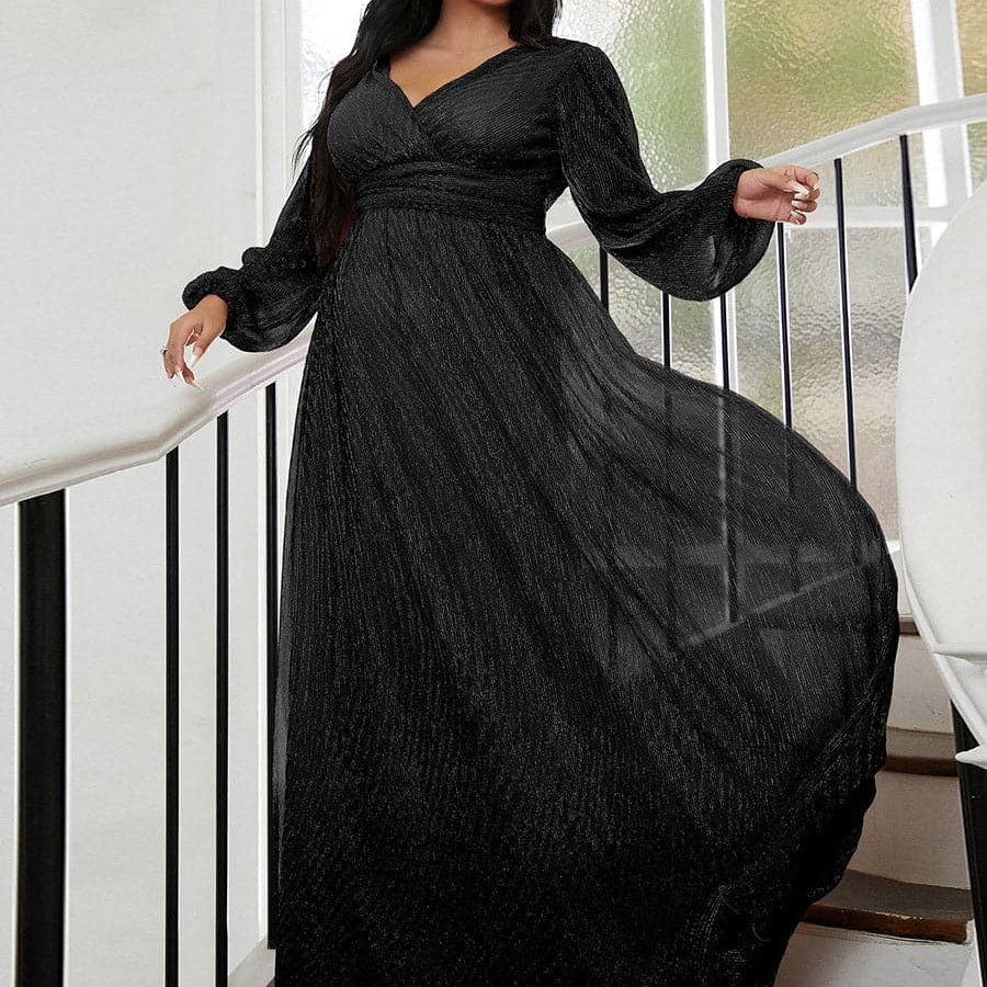 Plus Size Backless V Neck Tulle Maxi Evening Dress PXH2101 MISS ORD