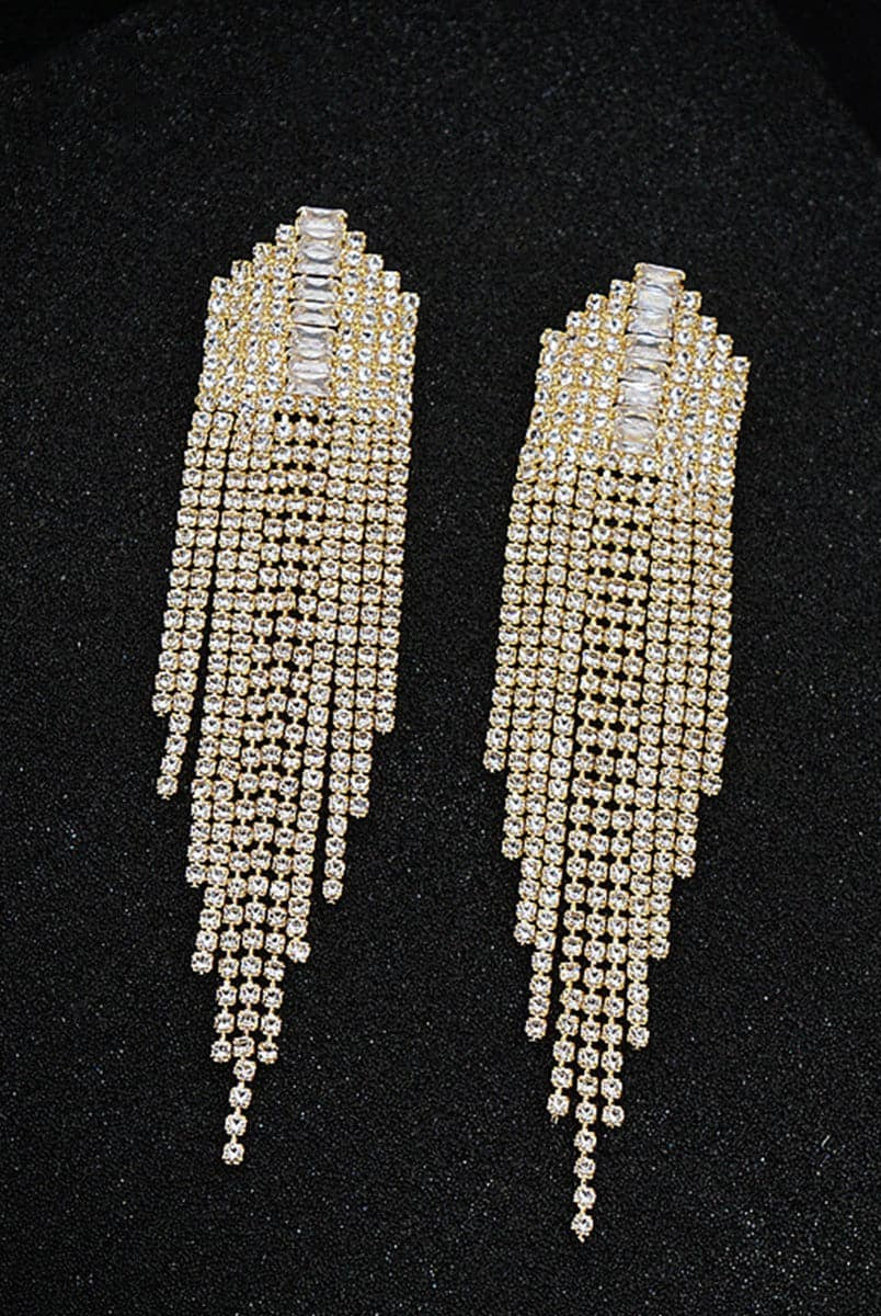 Rhinestone Sparkling Tassel Zircon Earrings MSE101046