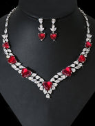 Missord Oval Cut Heart Zircon Earring Necklace Set MRL1017