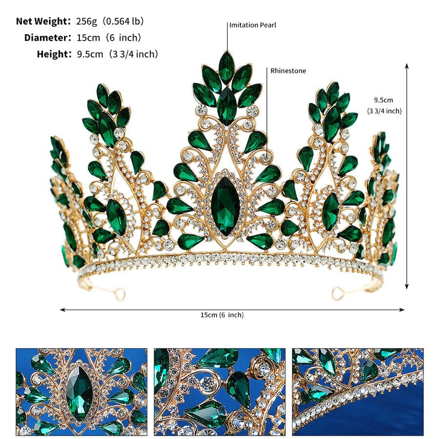 Inlay Pear Cut Stone Crystal Bride Stage Crown Headpiece  MHG0016