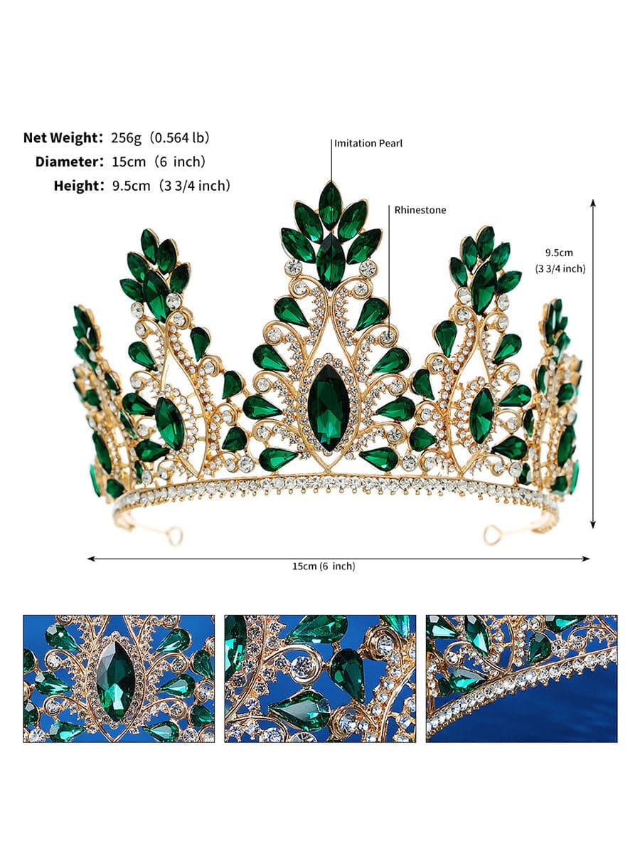 Inlay Pear Cut Stone Crystal Bride Stage Crown Headpiece  MHG0016 MISS ORD