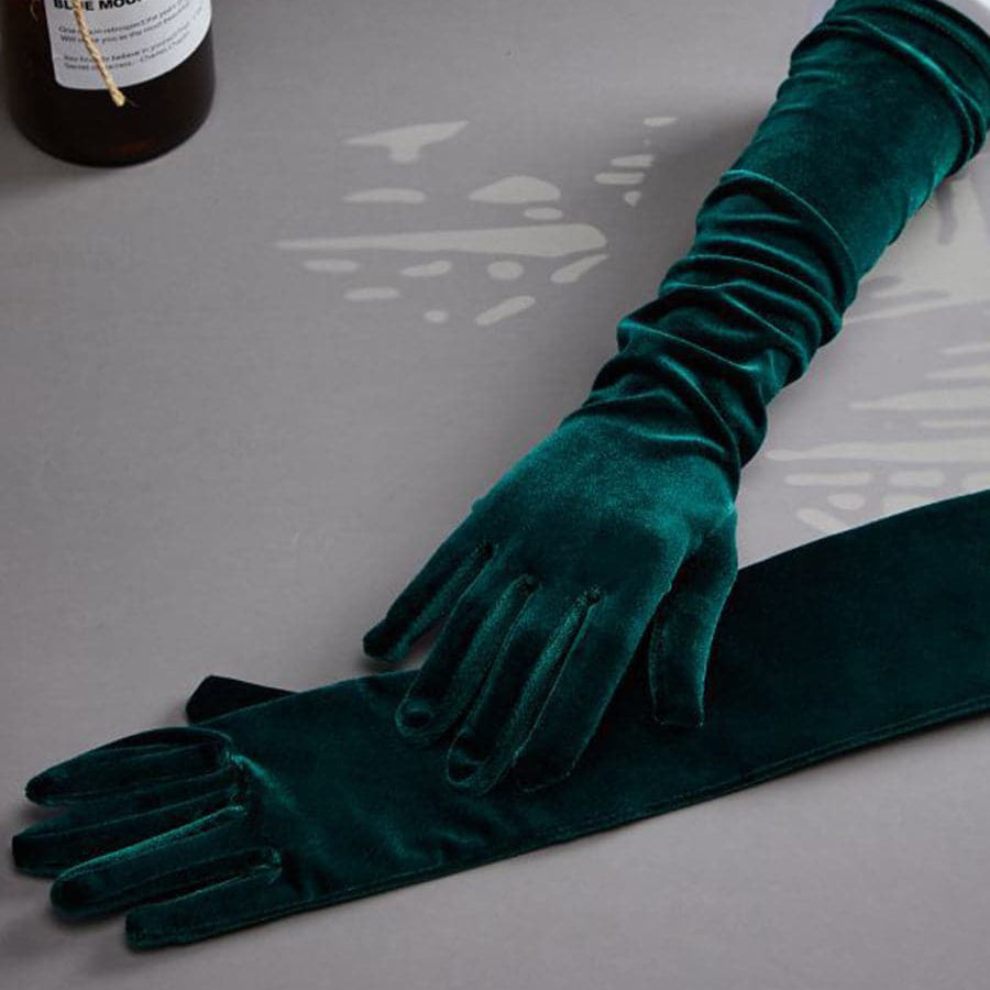 52CM Velvet Dress Long Split Finger Gloves MST0103