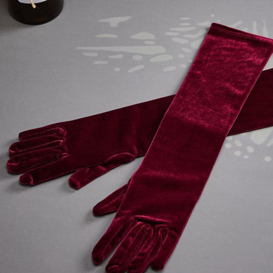 52CM Velvet Dress Long Split Finger Gloves MST0103