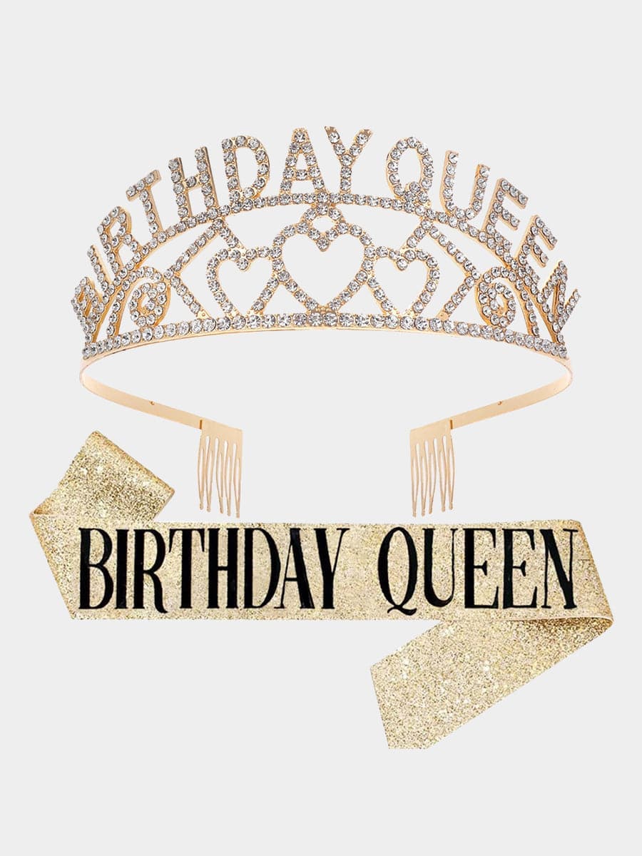 Inlay Stone Birthday Queen Girl Crown Baldric Headpieces MHG0011 MISS ORD