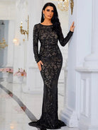 Formal Long Sleeve Sequin Evening Dress FT8578