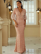 Lantern Sleeve Sequin Prom Dress XH2184