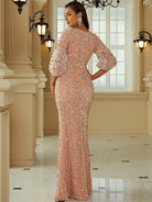 Lantern Sleeve Sequin Prom Dress XH2184