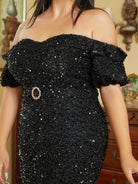 Plus Size Backless Sequin Mermaid Evening Black Dress PWY96 MISS ORD