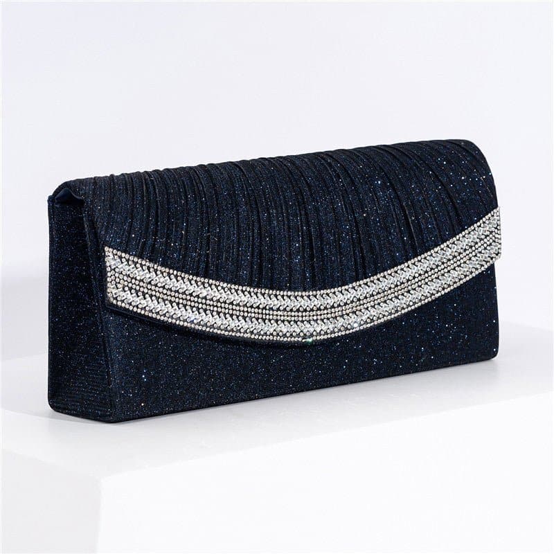 Inlay Stone Ruched Chain Shoulder Evening Clutch Bags MNBF053 - MISS ORD