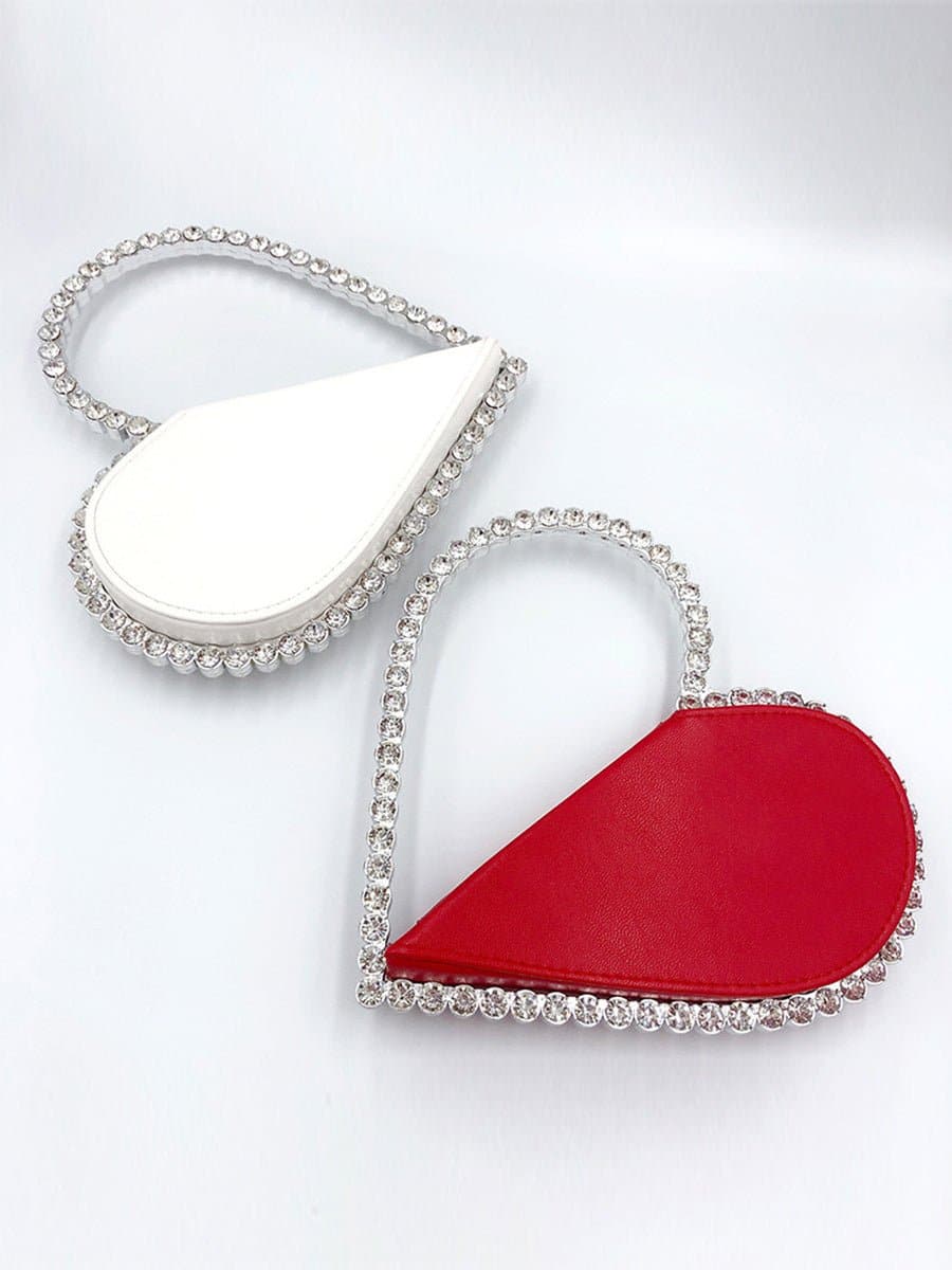 Inlay Zircon Heart Banquet Wedding Handbag Clutch Bags MNBF059
