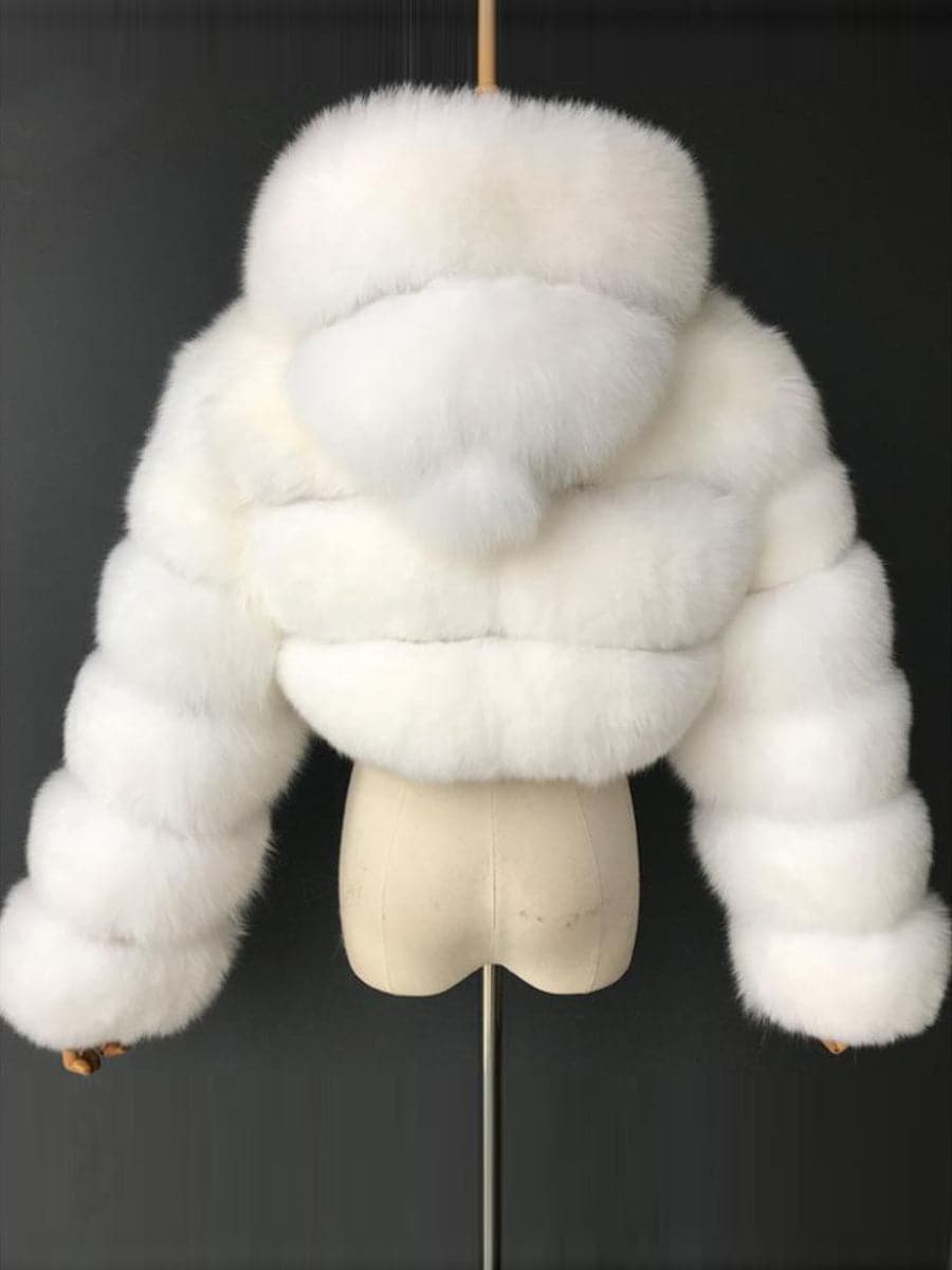 Ivory Faux Fur Hooded Coat MSF004 - MISS ORD