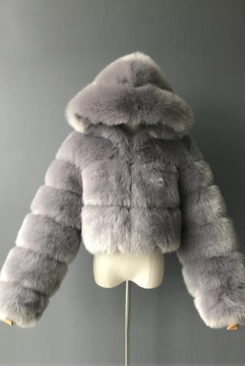 Ivory Faux Fur Hooded Coat MSF004