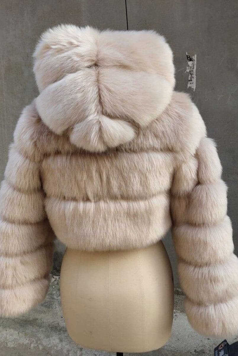 Ivory Faux Fur Hooded Coat MSF004