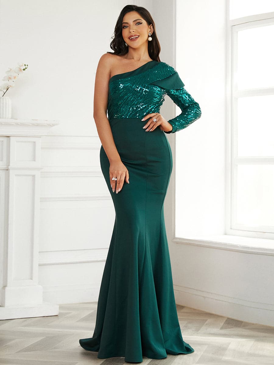 Formal One Shoulder Sequin Apricot Evening Dress XJ1548 MISS ORD
