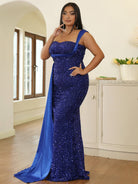 Plus Size Sleeveless Draped Brown Sequin Prom Dress PXH2162 MISS ORD